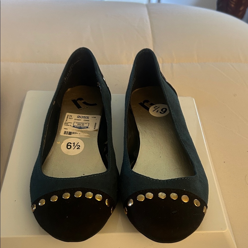 Boss Women's Black and Gold Studded Loafers